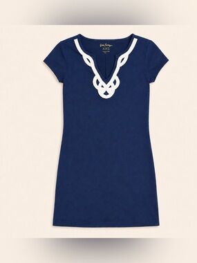 Lilly Pulitzer Brewster Navy Nautical Rope Trim Dress XXS